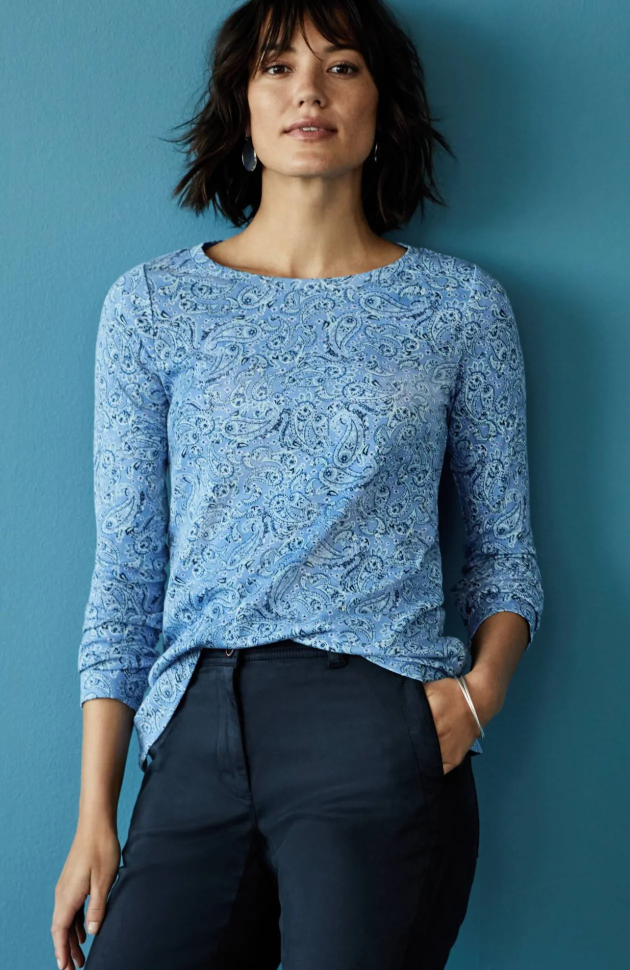 Long-Sleeve Pima Crew-Neck Tee