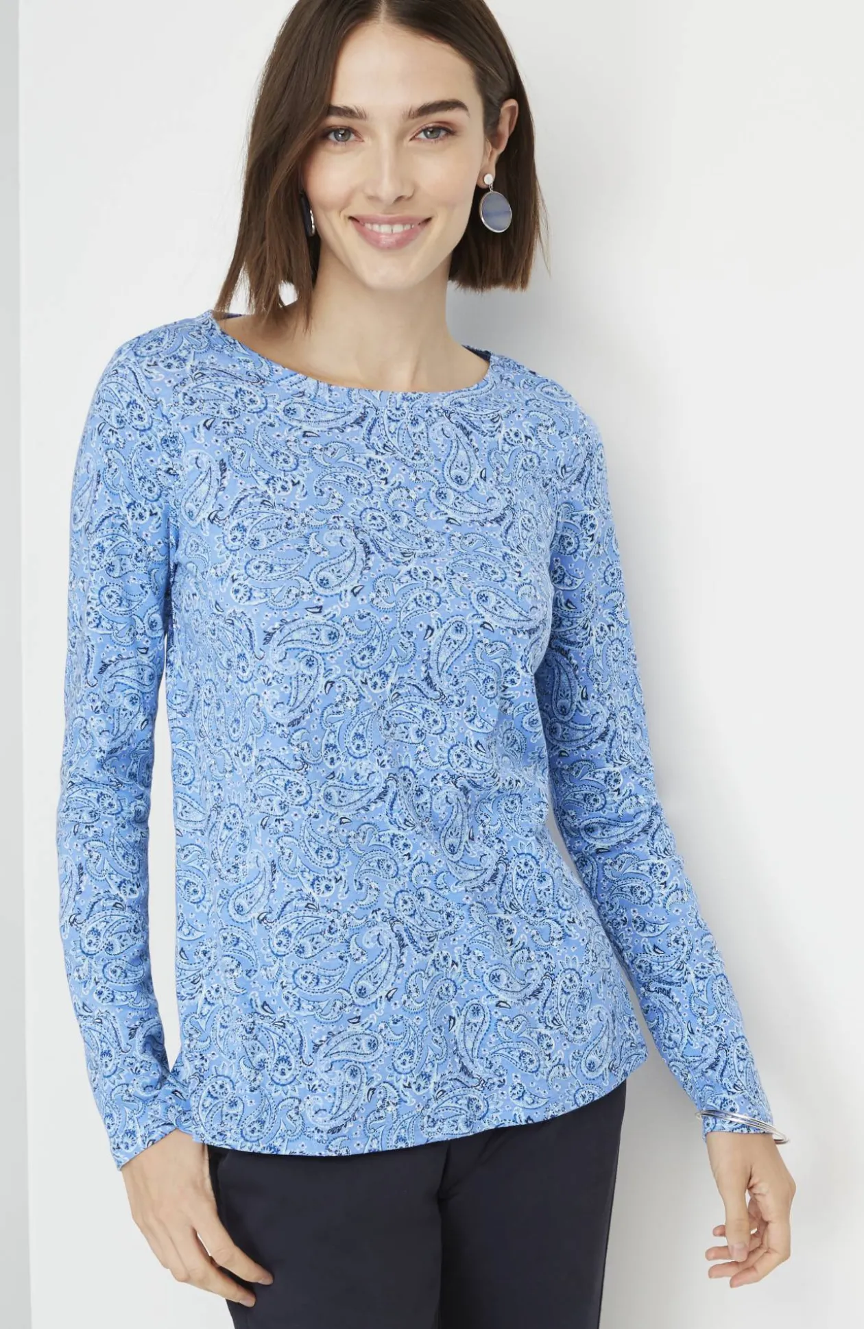 Long-Sleeve Pima Crew-Neck Tee