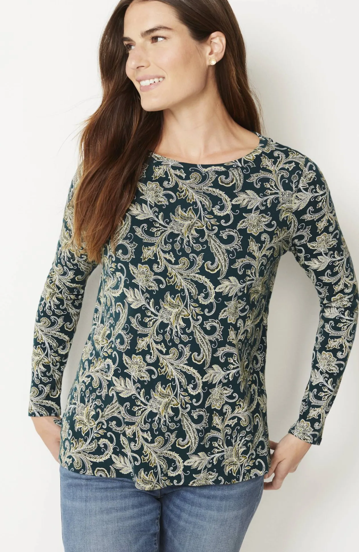 Long-Sleeve Pima Crew-Neck Tee