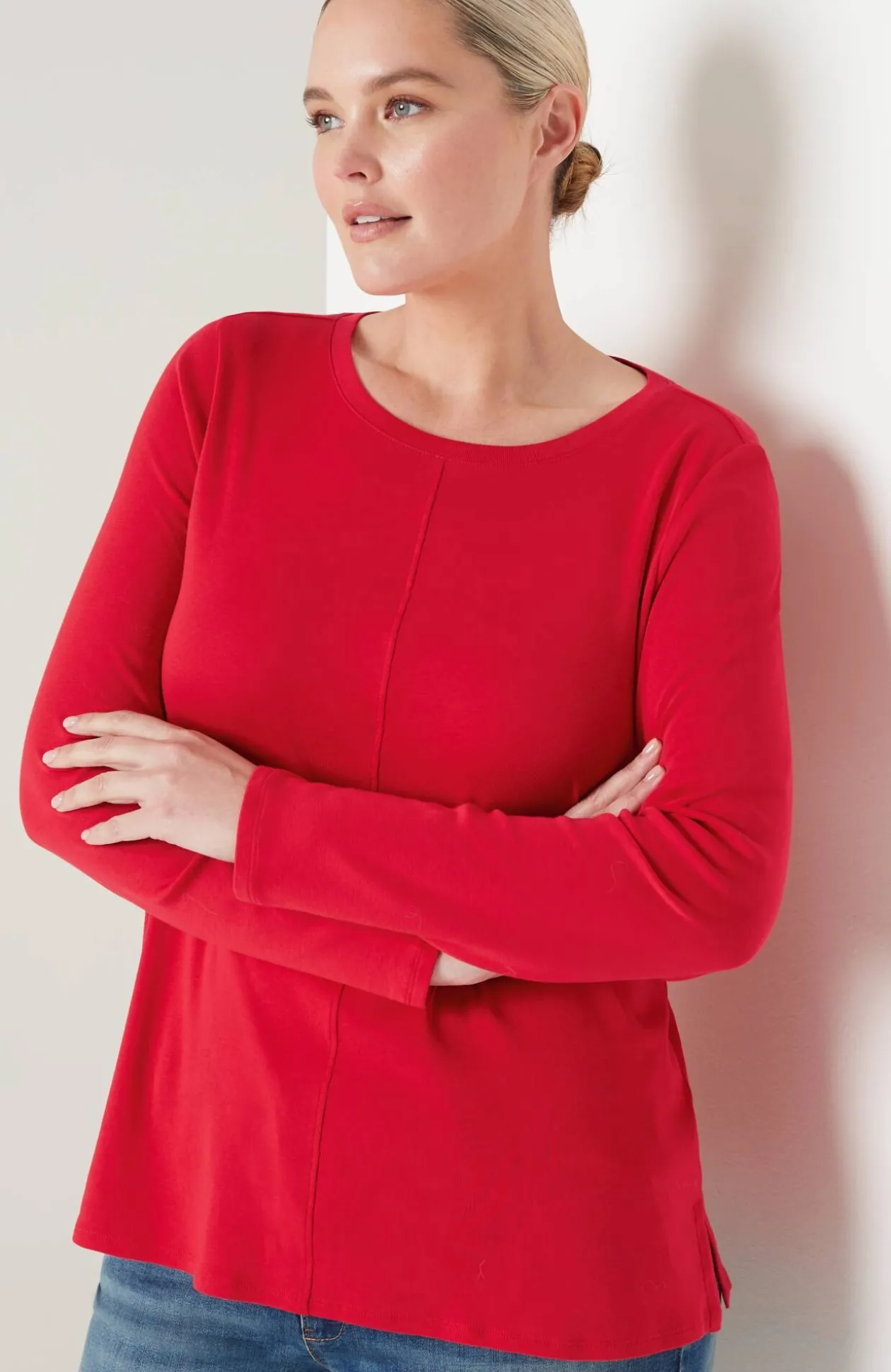 Long-Sleeve Pima Crew-Neck Tee