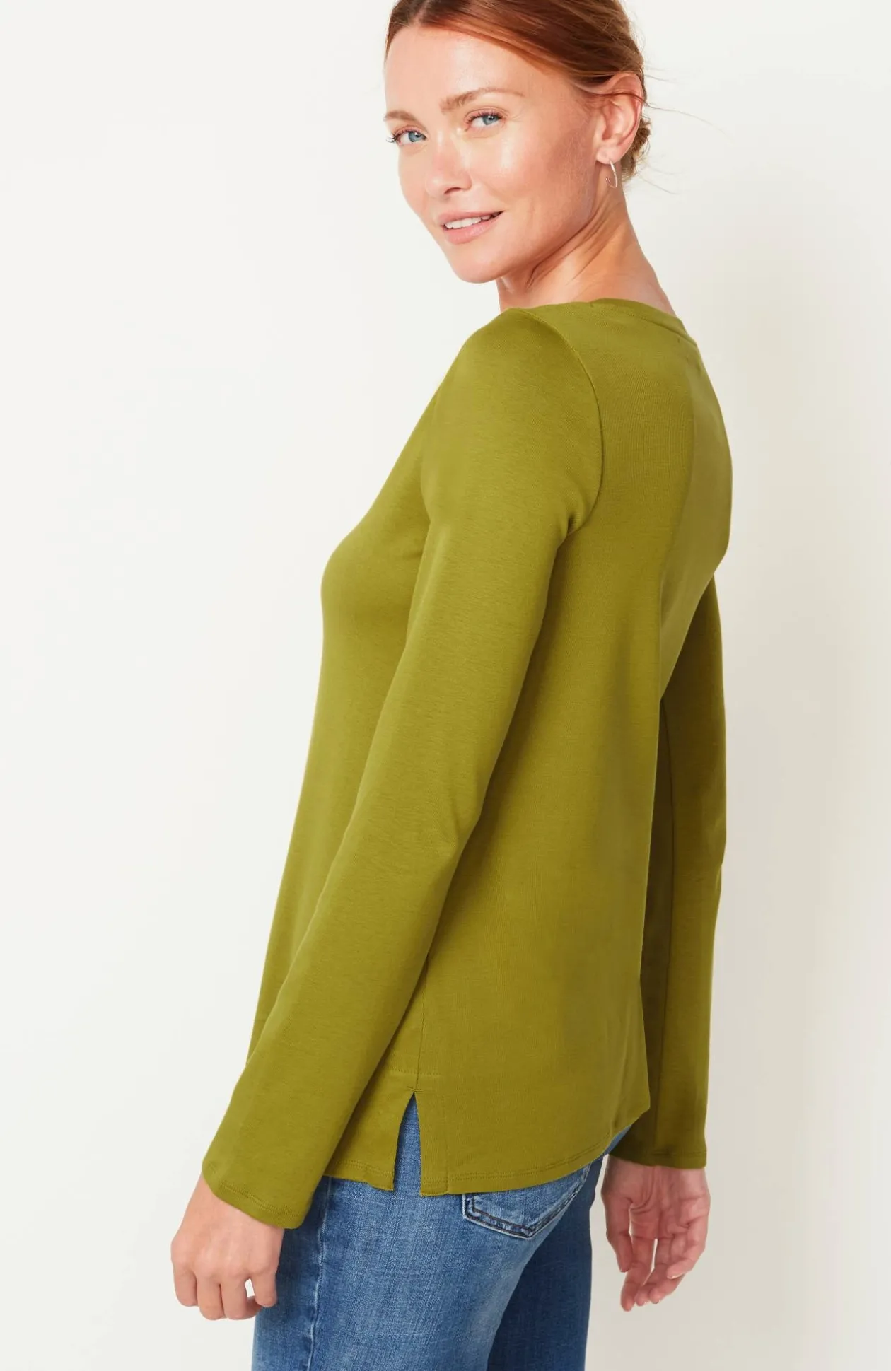 Long-Sleeve Pima Crew-Neck Tee
