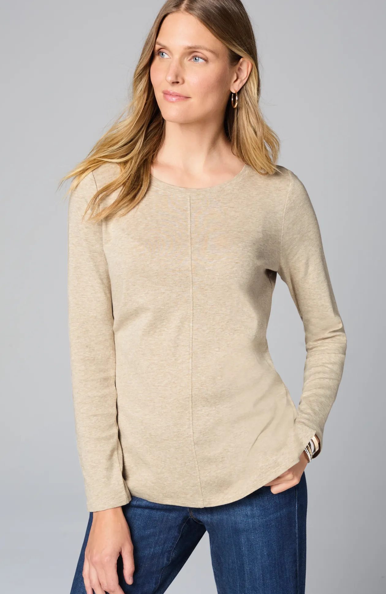 Long-Sleeve Pima Crew-Neck Tee