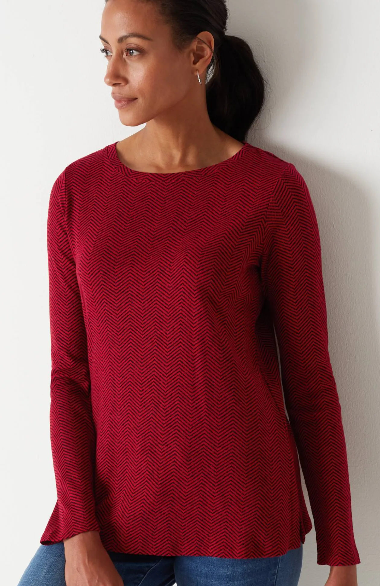 Long-Sleeve Pima Crew-Neck Tee