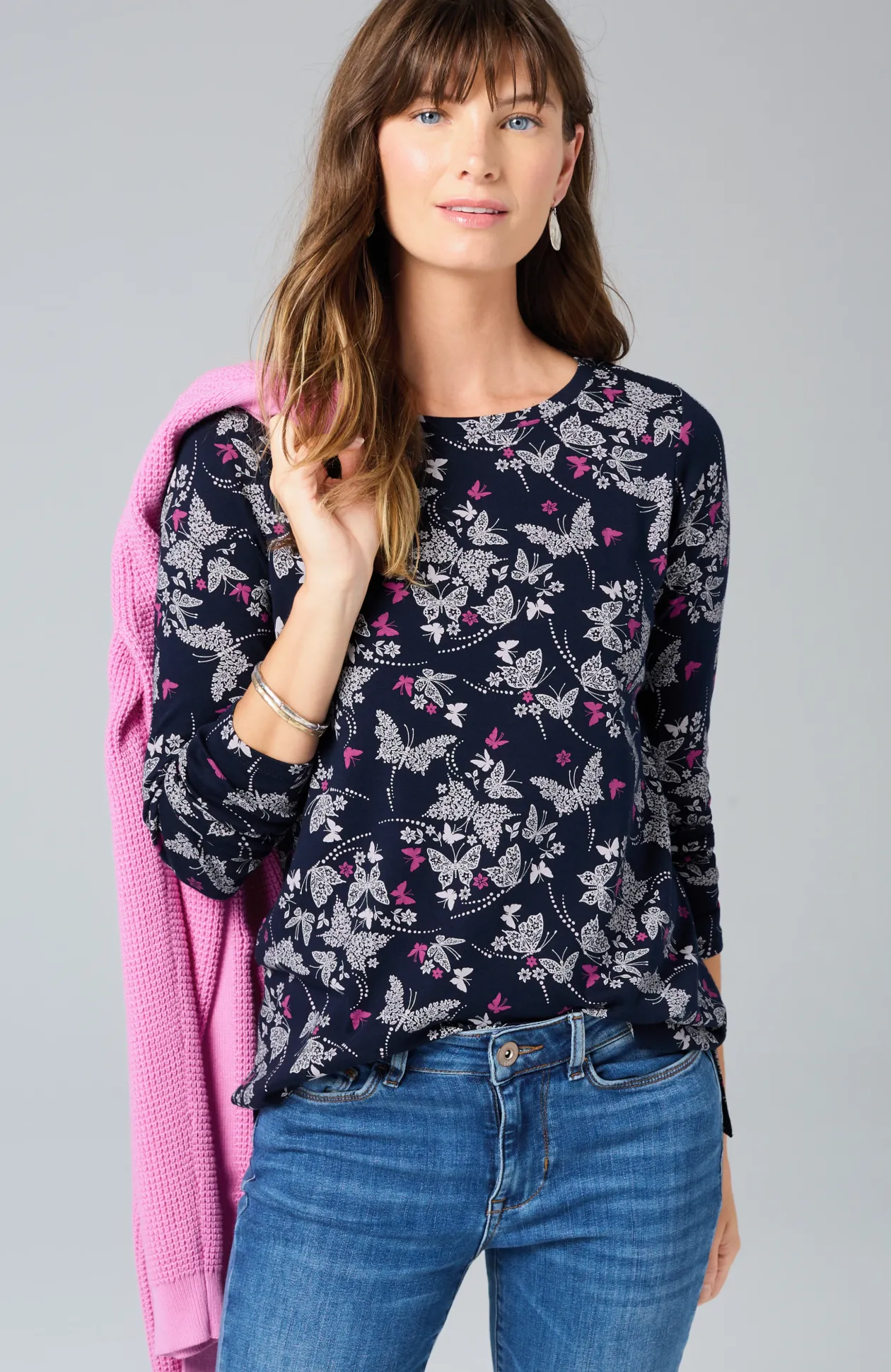 Long-Sleeve Pima Crew-Neck Tee
