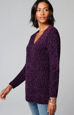 Marled V-Neck Speckled Sweater