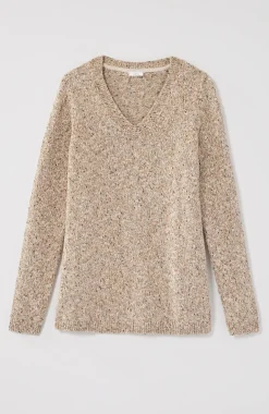 Marled V-Neck Speckled Sweater