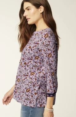 Mixed-Florals Border-Printed Top
