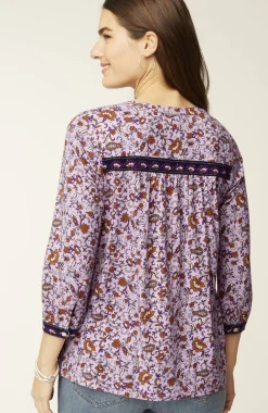 Mixed-Florals Border-Printed Top