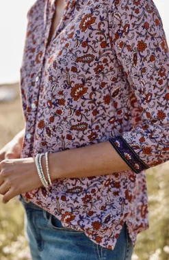 Mixed-Florals Border-Printed Top