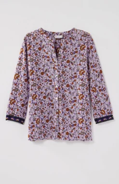 Mixed-Florals Border-Printed Top