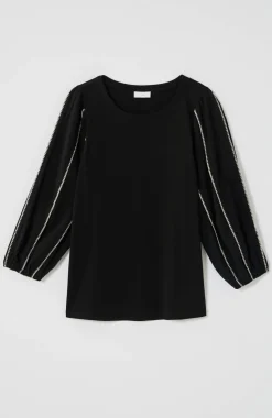 Mixed-Media Embroidered-Gauze Top