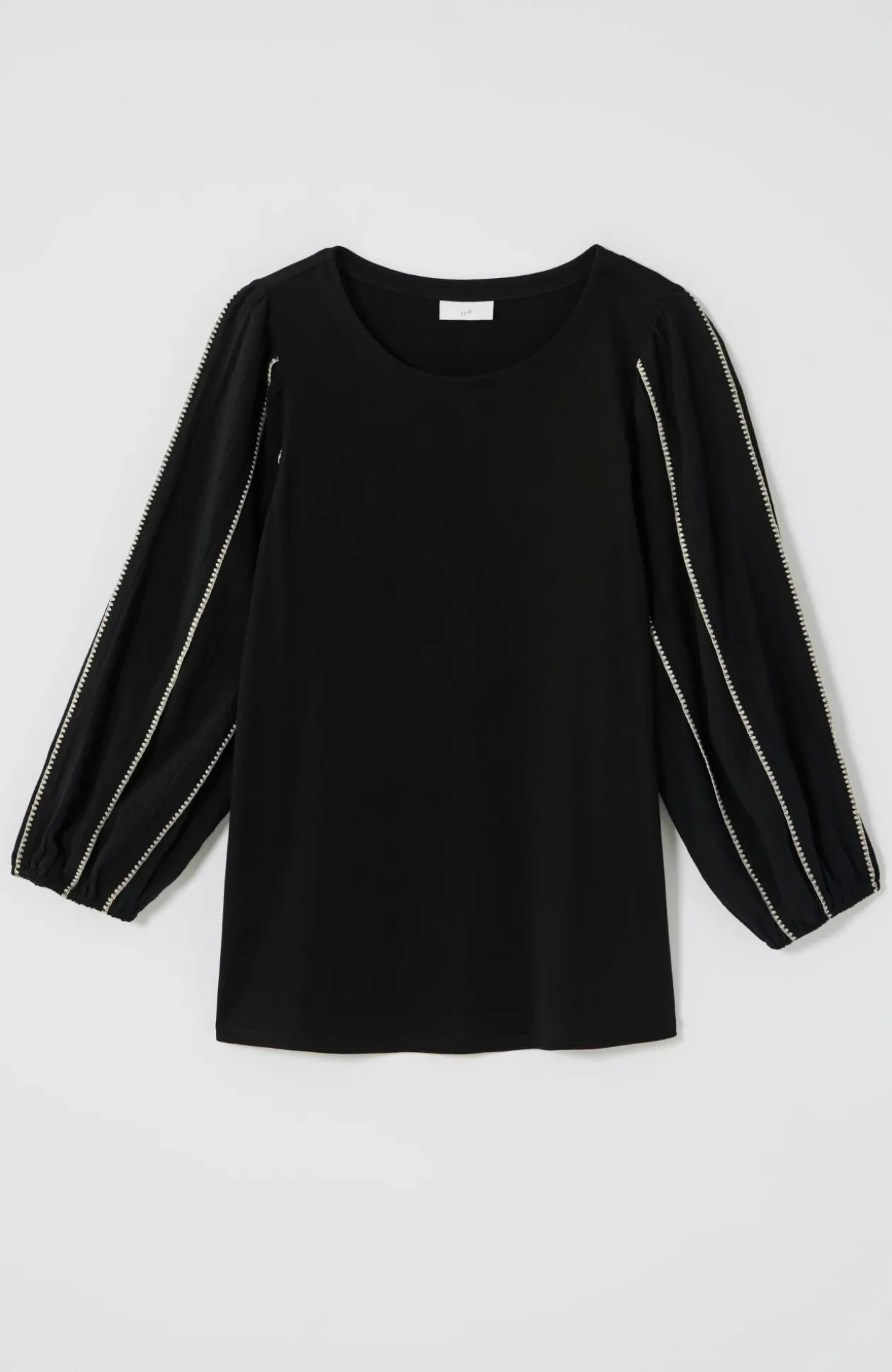 Mixed-Media Embroidered-Gauze Top