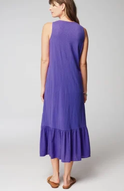Mixed-Media Flounced-Hem Knit Dress