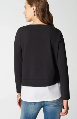 Mixed-Media Twist-Front Top