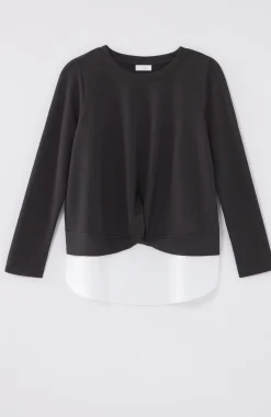 Mixed-Media Twist-Front Top