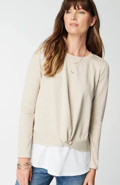 Mixed-Media Twist-Front Top
