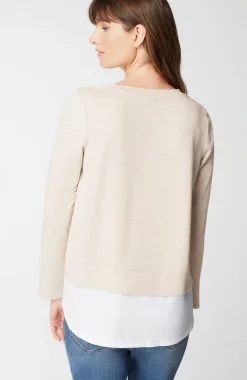 Mixed-Media Twist-Front Top