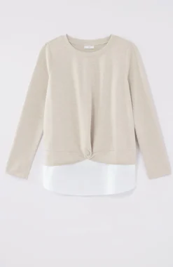 Mixed-Media Twist-Front Top