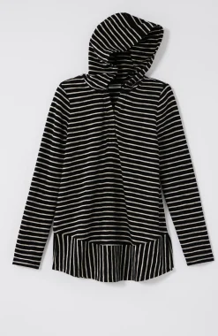Mixed-Stripes Hooded Tunic