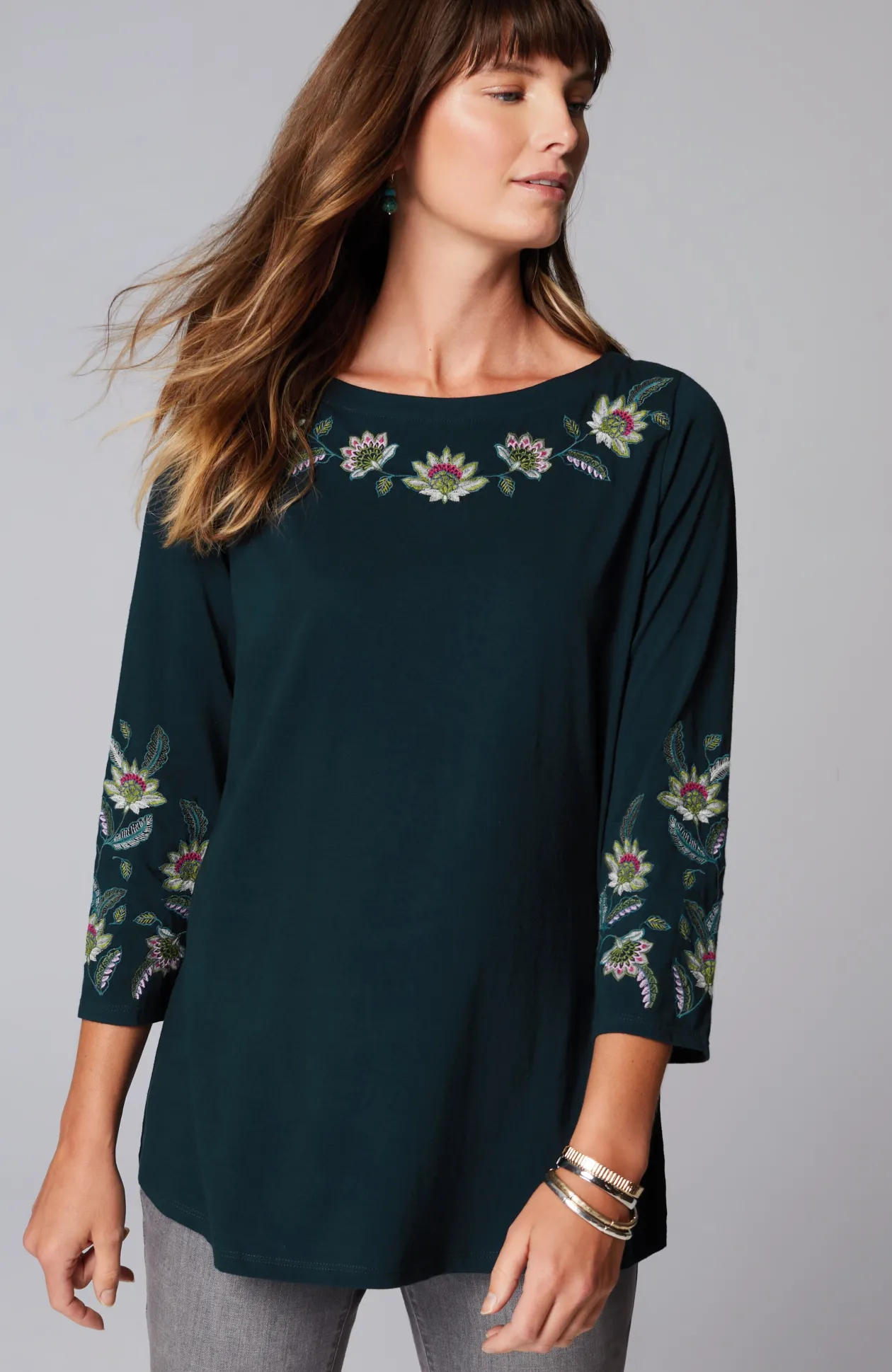 Multicolor-Embroidered Top