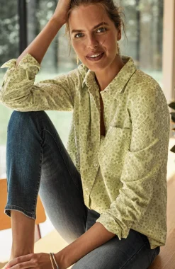 One-Pocket Shirred-Back Shirt
