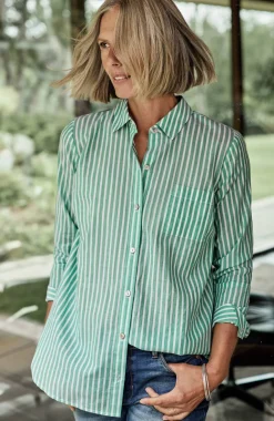 One-Pocket Shirred-Back Shirt
