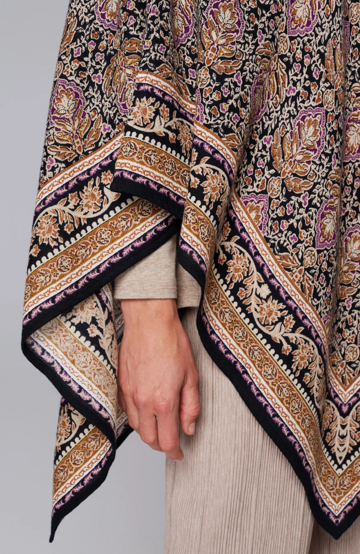 Ornate Floral Asymmetric Poncho
