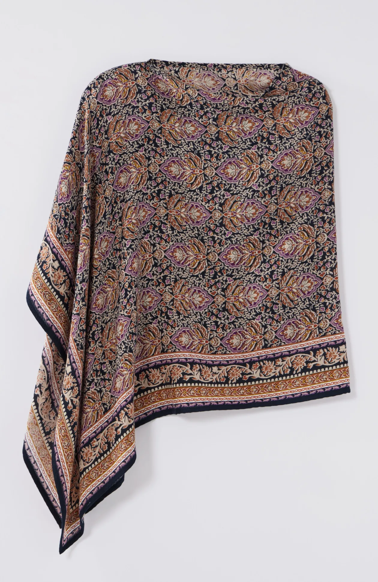 Ornate Floral Asymmetric Poncho