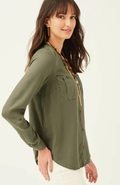 Overdyed Button-Front Camp Shirt