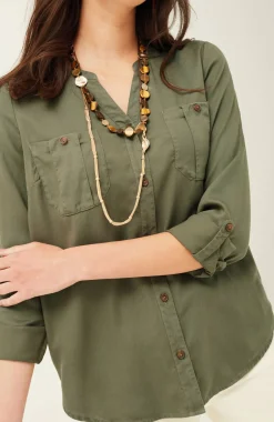 Overdyed Button-Front Camp Shirt