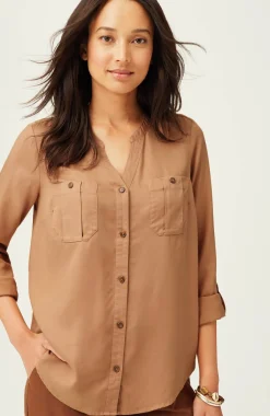 Overdyed Button-Front Camp Shirt