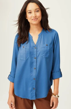 Overdyed Button-Front Camp Shirt