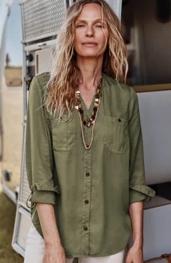 Overdyed Button-Front Camp Shirt