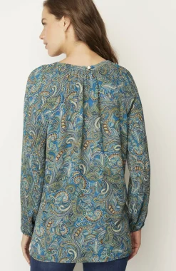 Paisley Pleated-Sleeves Tunic