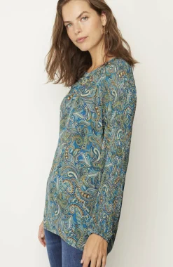 Paisley Pleated-Sleeves Tunic