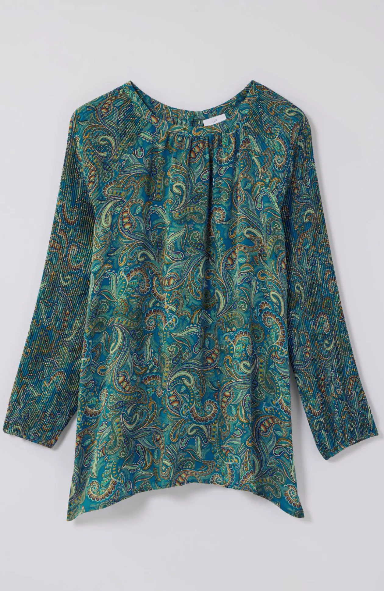 Paisley Pleated-Sleeves Tunic