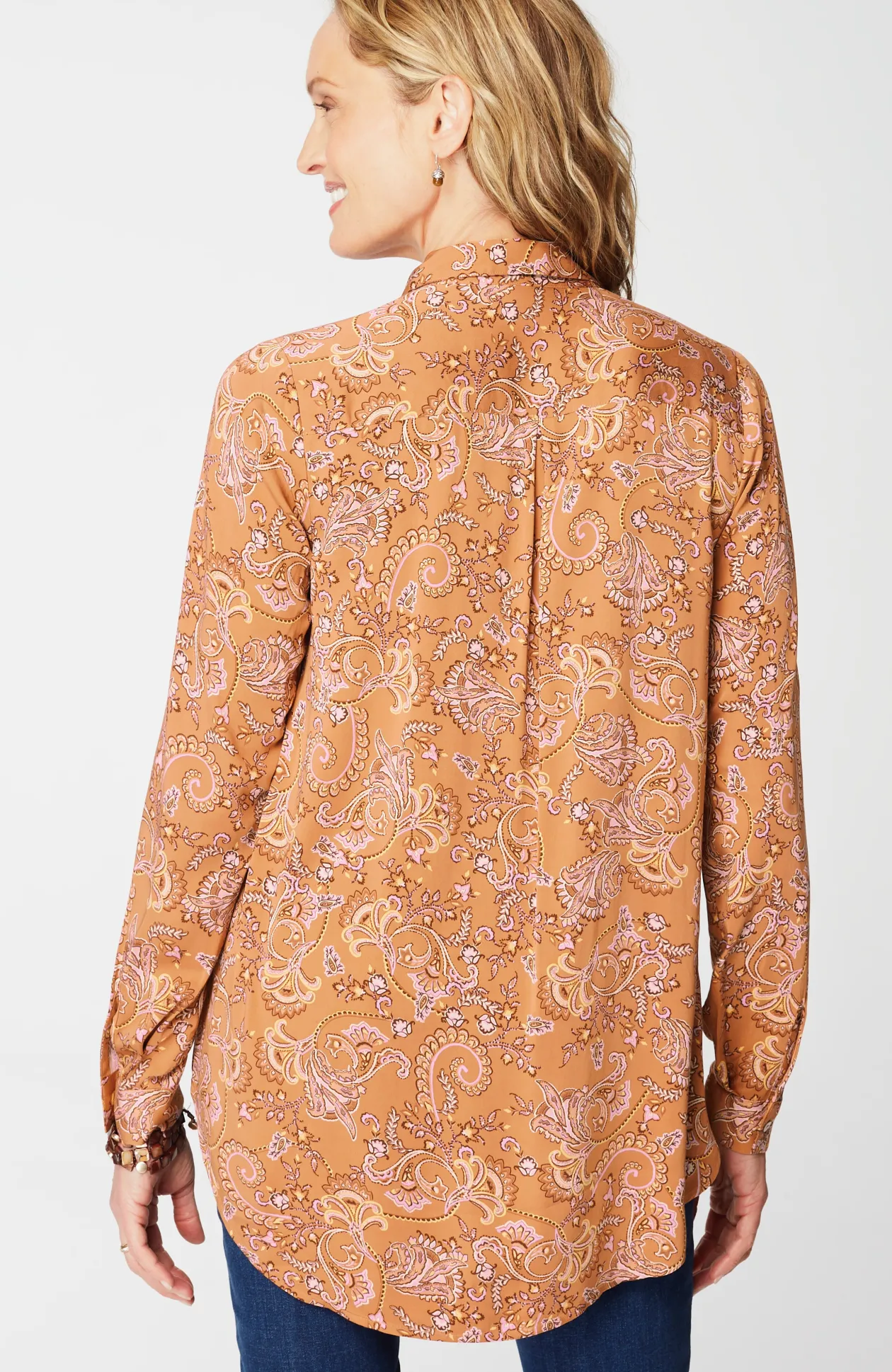 Paisley-Printed Satin Tunic