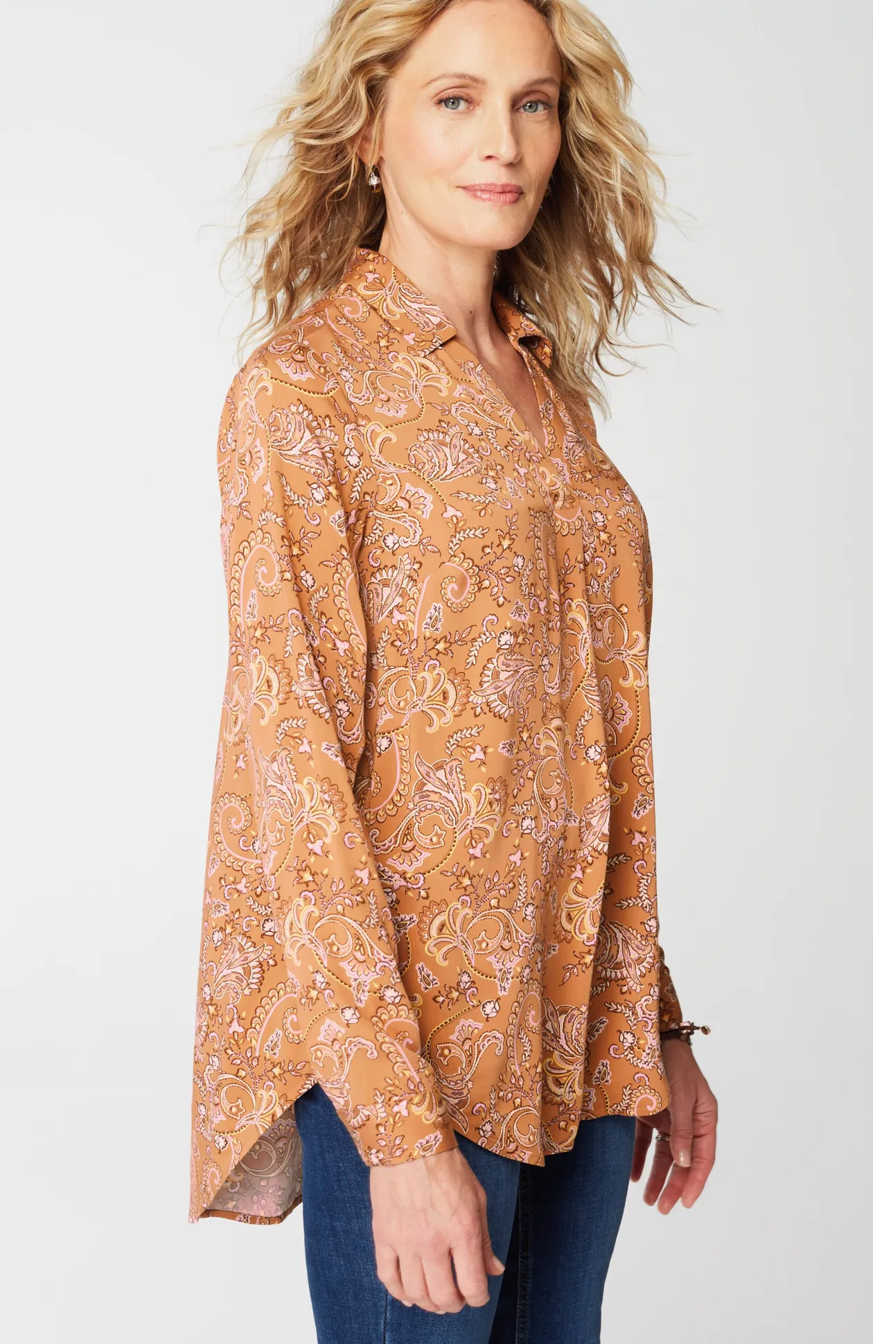 Paisley-Printed Satin Tunic