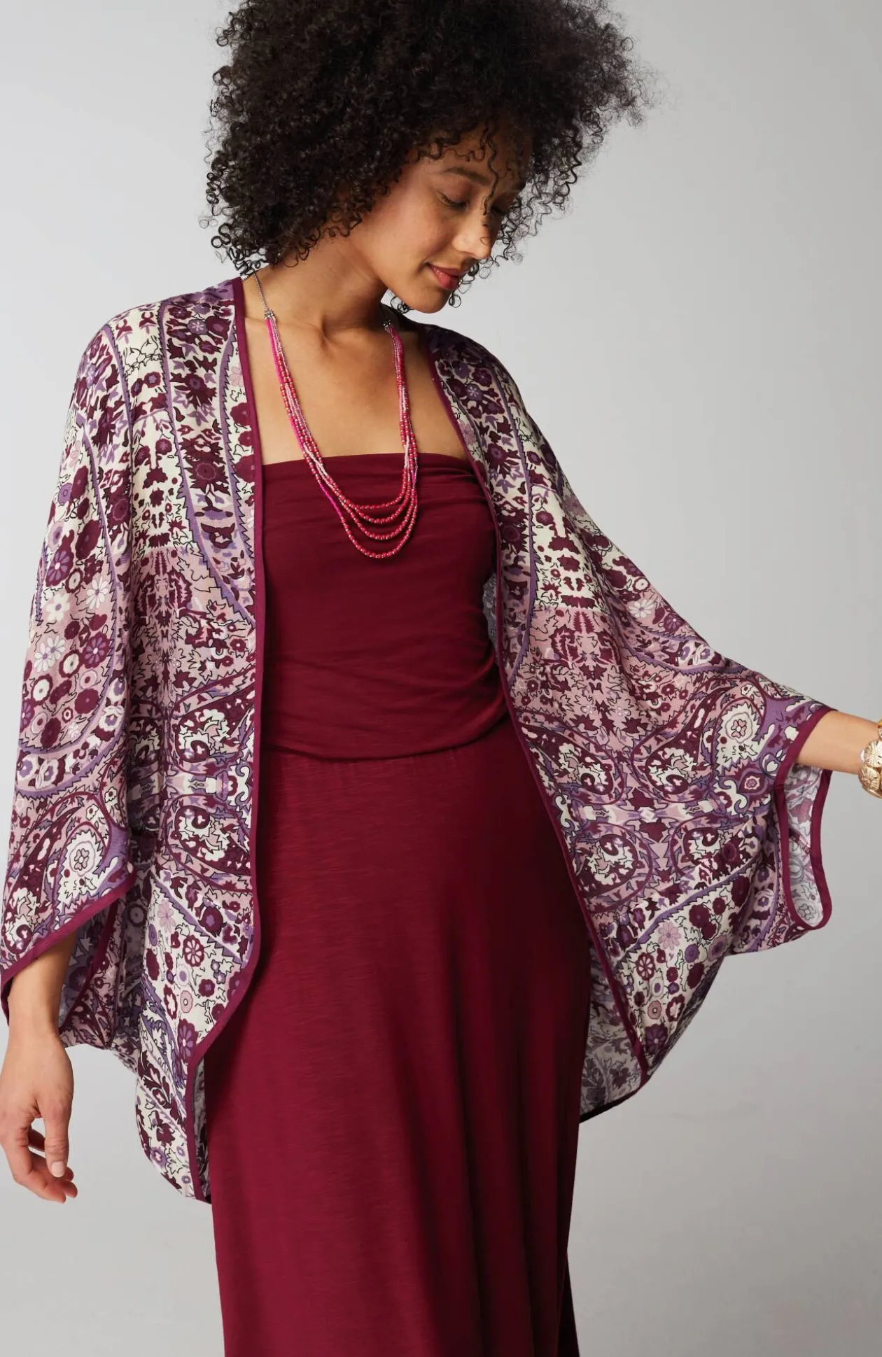 Paisley-Printed Shrug