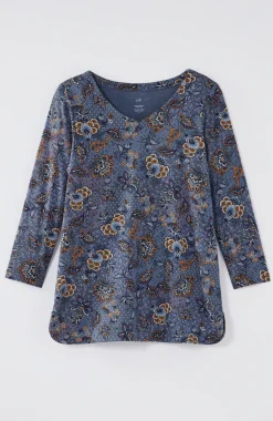 Pima 3/4-Sleeve V-Neck Tee
