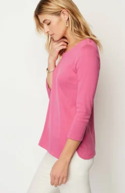 Pima 3/4-Sleeve V-Neck Tee
