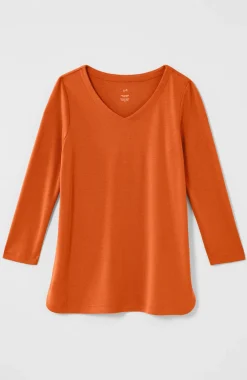 Pima 3/4-Sleeve V-Neck Tee