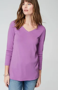 Pima 3/4-Sleeve V-Neck Tee