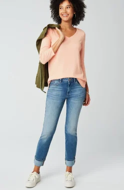 Pima 3/4-Sleeve V-Neck Tee
