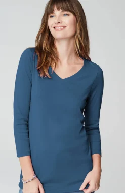 Pima 3/4-Sleeve V-Neck Tee