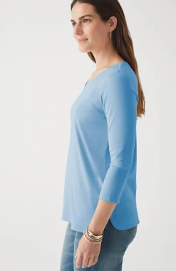 Pima 3/4-Sleeve V-Neck Tee