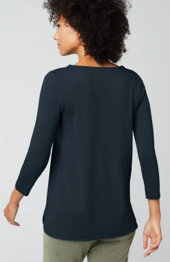 Pima 3/4-Sleeve V-Neck Tee