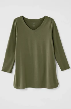 Pima 3/4-Sleeve V-Neck Tee