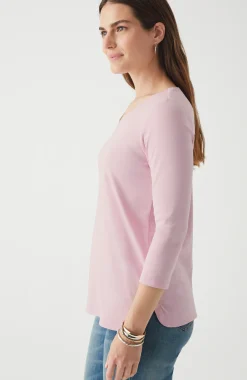 Pima 3/4-Sleeve V-Neck Tee