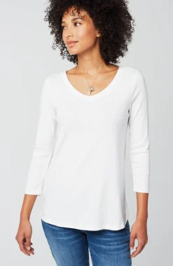 Pima 3/4-Sleeve V-Neck Tee